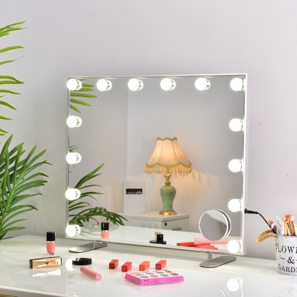 Bluetooth Speaker Vanity Mirror + USB Port (15 bulbs) - Picture 3 of 6